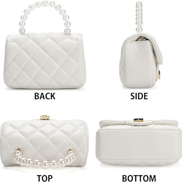 White Small Purse with Faux Pearl Handle NEW - Picture 6 of 6